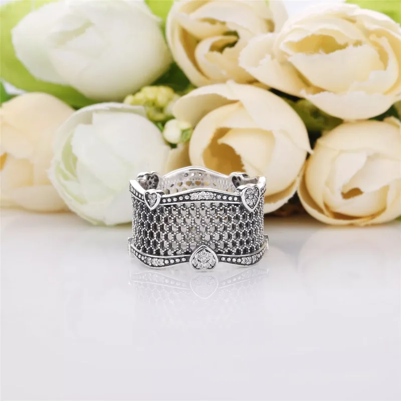 (bild till) PANDORA Lace of Love Ring 197706CZ - View 3