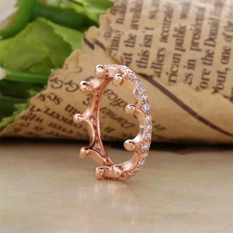 (bild till) PANDORA Pink Sparkling Crown Ring 187087NPO - View 2