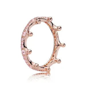 (bild till) PANDORA Pink Sparkling Crown Ring 187087NPO