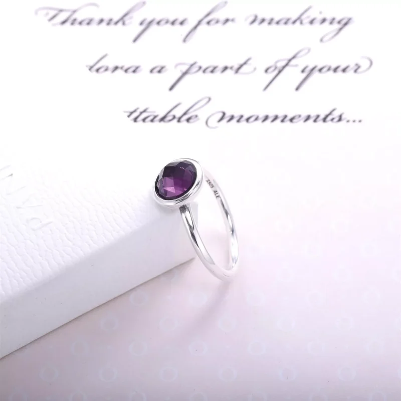 (bild till) Pandora Ring Februari Droplet Birthstone - 191012Sam - View 3