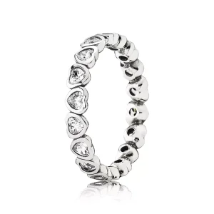 (bild till) Pandora Ring Gnistrande Hjärtstapling - 190897Cz