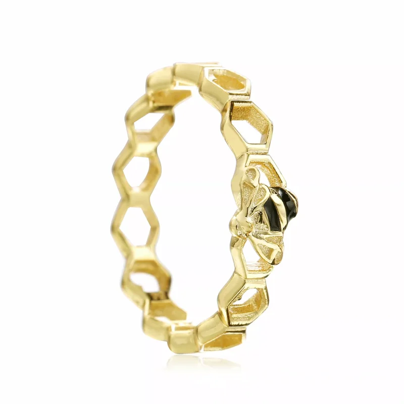 (bild till) Pandora Ring Honungsbi 14 Karats Guldpläterad - 167116En16 - View 2