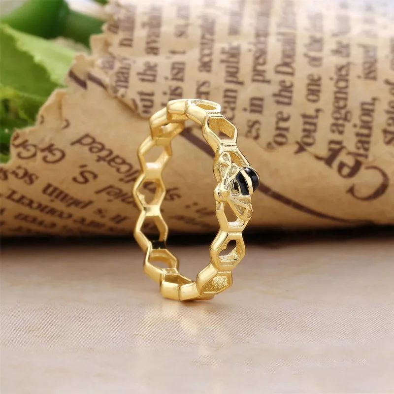 (bild till) Pandora Ring Honungsbi 14 Karats Guldpläterad - 167116En16 - View 3