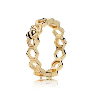 (bild till) Pandora Ring Honungsbi 14 Karats Guldpläterad - 167116En16
