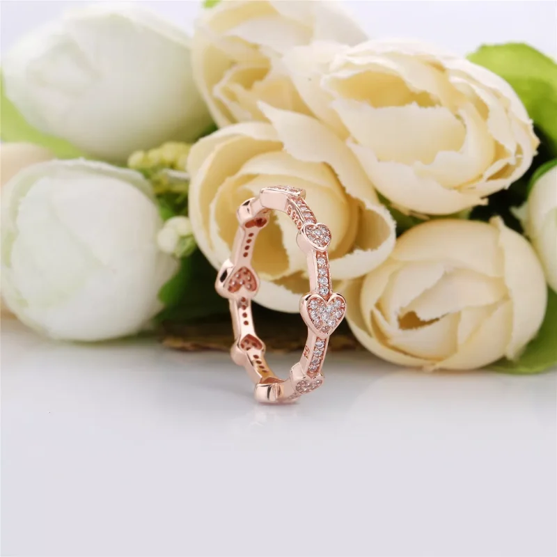 (bild till) Pandora Ring Lockande Hjärtan 14 Karat Roséguld - 187729Cz - View 2