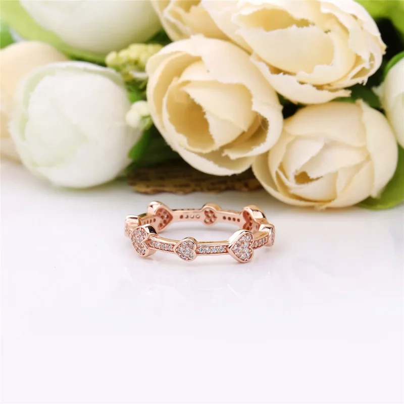 (bild till) Pandora Ring Lockande Hjärtan 14 Karat Roséguld - 187729Cz - View 3
