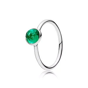 (bild till) Pandora Ring Maj Droppe Kunglig Grön Kristall - 191012Nrg