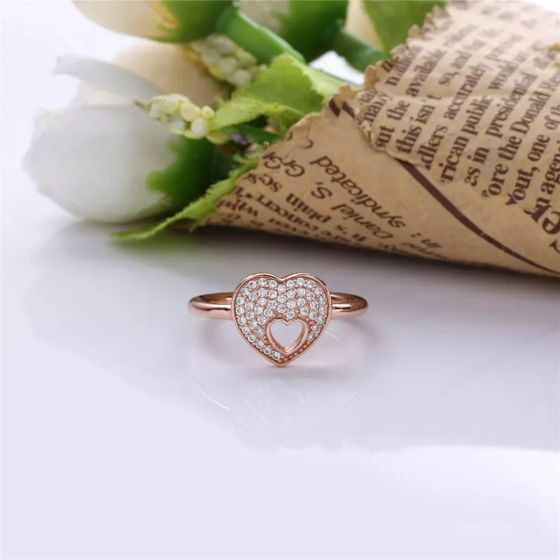 (bild till) Pandora Ring Skimrande Pusselhjärtram 14 Karat Roséguld - 186550Cz - View 2