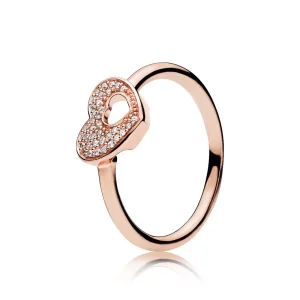 (bild till) Pandora Ring Skimrande Pusselhjärtram 14 Karat Roséguld - 186550Cz