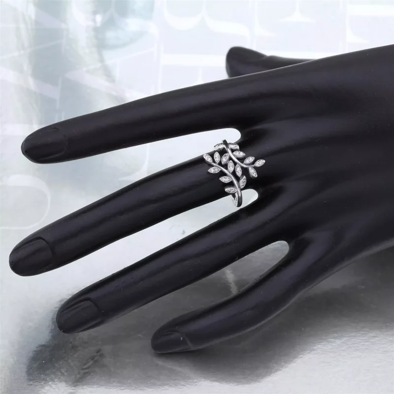 (bild till) PANDORA Sparkling Leaves Ring 190921CZ - View 4