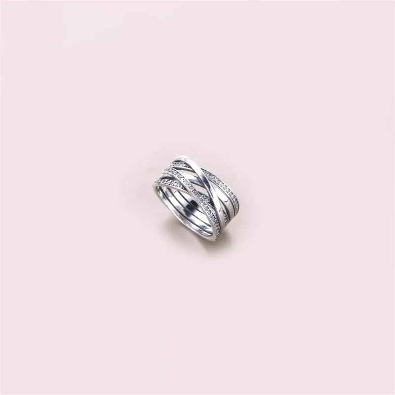 (bild till) PANDORA Sparkling & Polished Lines Ring 190919CZ - View 2