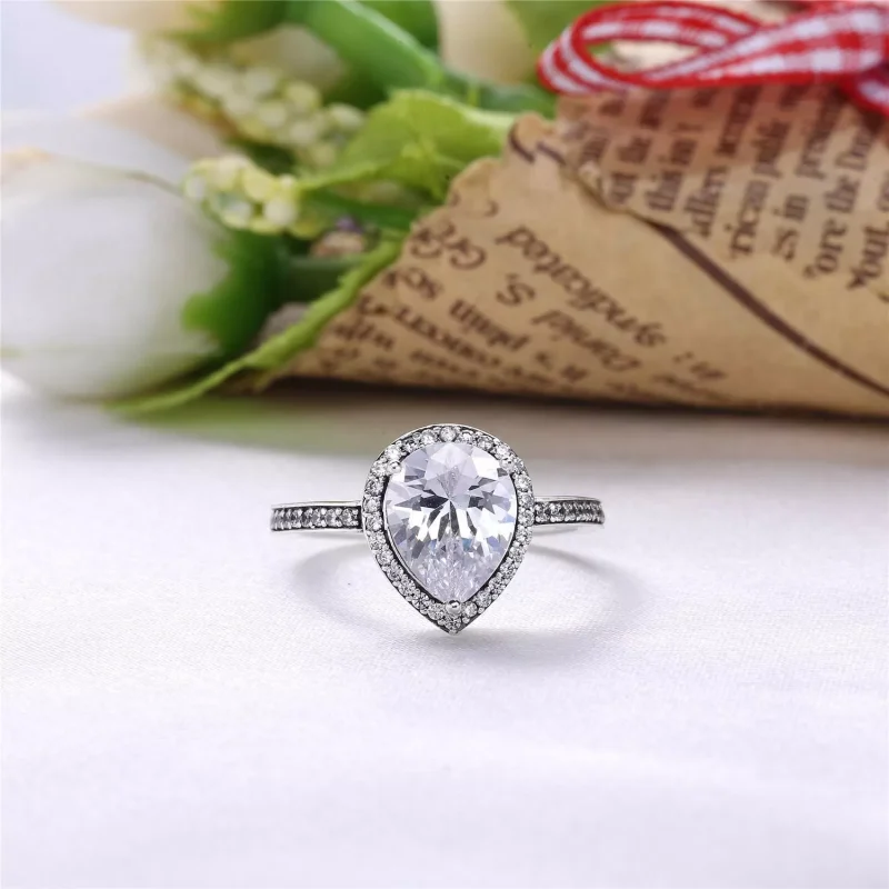 (bild till) PANDORA Sparkling Teardrop Ring 196251CZ - View 3
