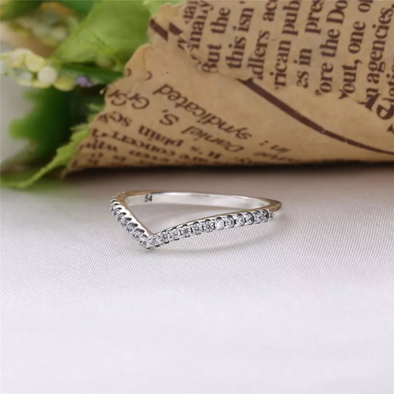 (bild till) PANDORA Sparkling Wishbone Ring 196316CZ - View 2