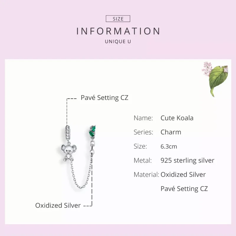 (bild till) Pandora Stil Säkerhetskedja Söt Koala - Scc1523 - View 7