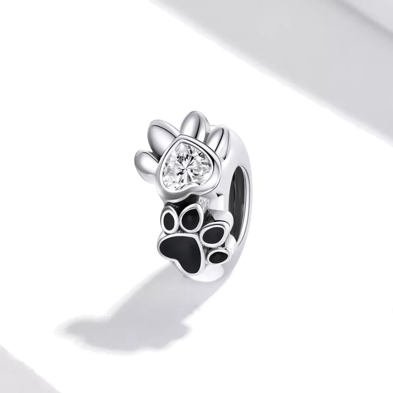 (bild till) Pandora Stil Mellanled Budding Paw Print - Scc1846 - View 2