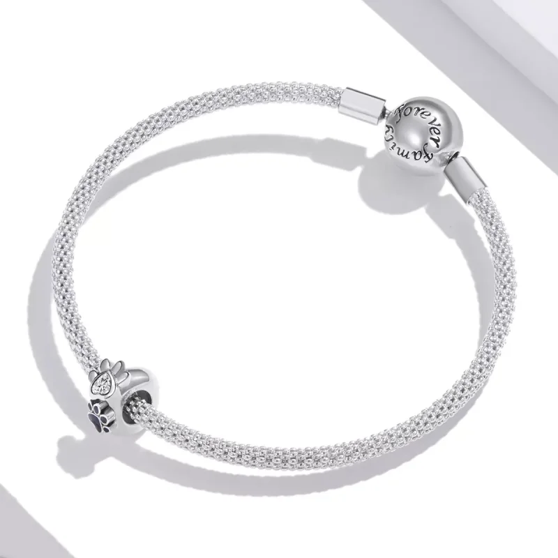 (bild till) Pandora Stil Mellanled Budding Paw Print - Scc1846 - View 3