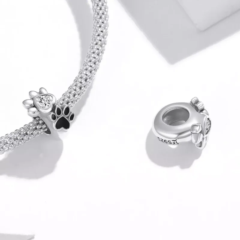 (bild till) Pandora Stil Mellanled Budding Paw Print - Scc1846 - View 4
