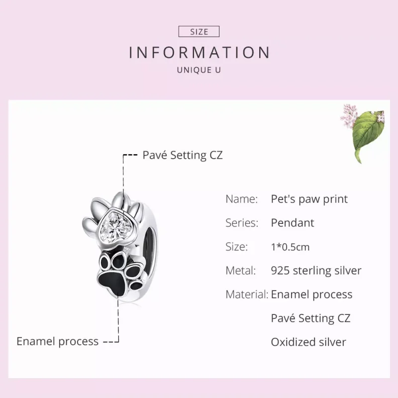 (bild till) Pandora Stil Mellanled Budding Paw Print - Scc1846 - View 5