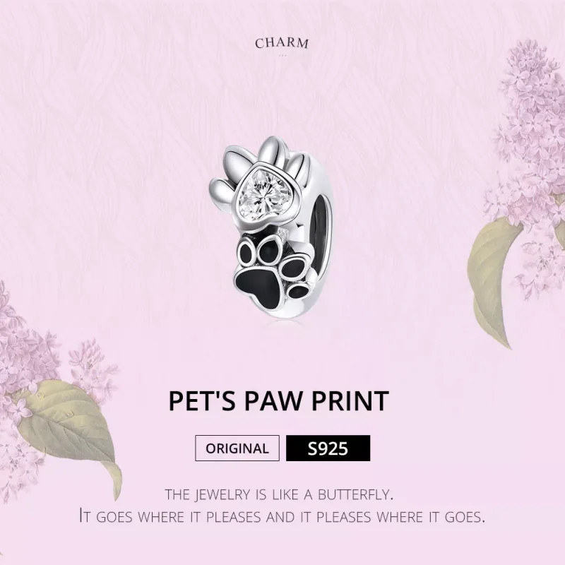 (bild till) Pandora Stil Mellanled Budding Paw Print - Scc1846 - View 7