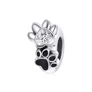 (bild till) Pandora Stil Mellanled Budding Paw Print - Scc1846