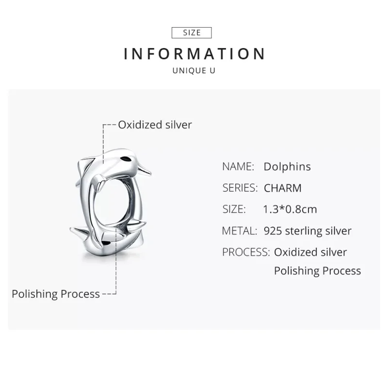 (bild till) Pandora Stil Mellanled Delfiner - Bsc296 - View 8
