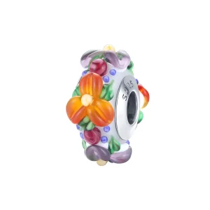(bild till) Pandora Stil Mellanled Färgglada Blommor - Scc1720