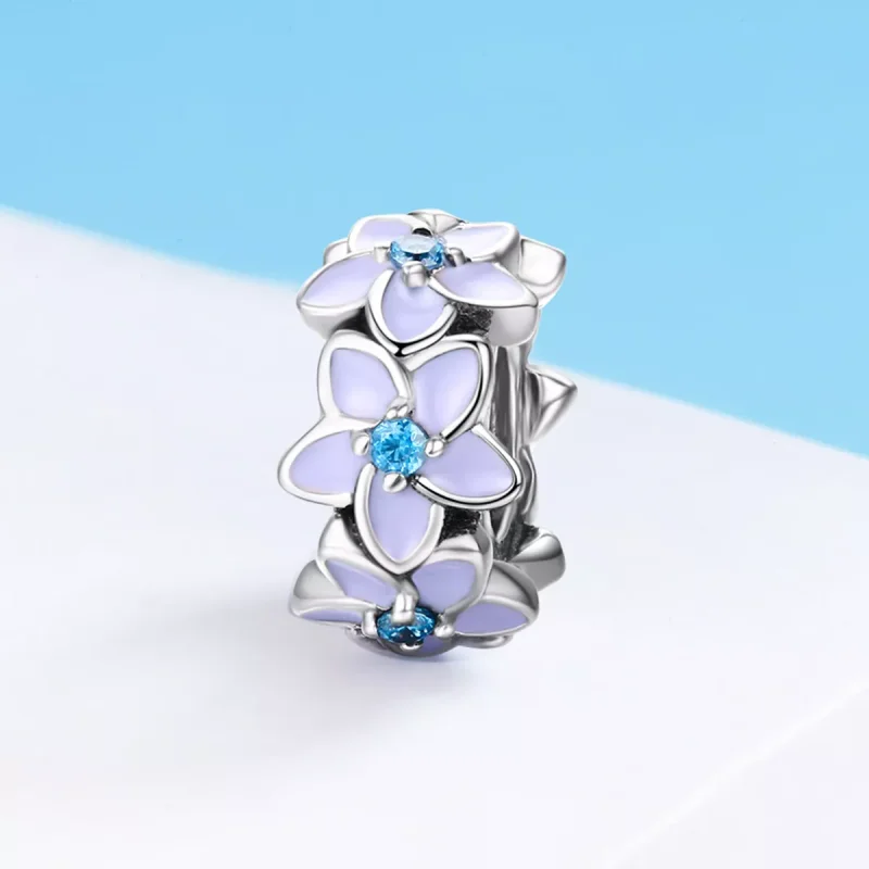 (bild till) Pandora Stil Mellanled Lila Blommor - Scc601 - View 3