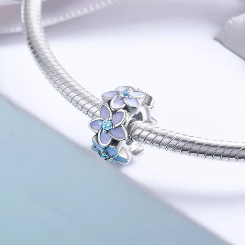 (bild till) Pandora Stil Mellanled Lila Blommor - Scc601 - View 4
