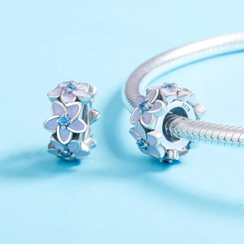 (bild till) Pandora Stil Mellanled Lila Blommor - Scc601 - View 5