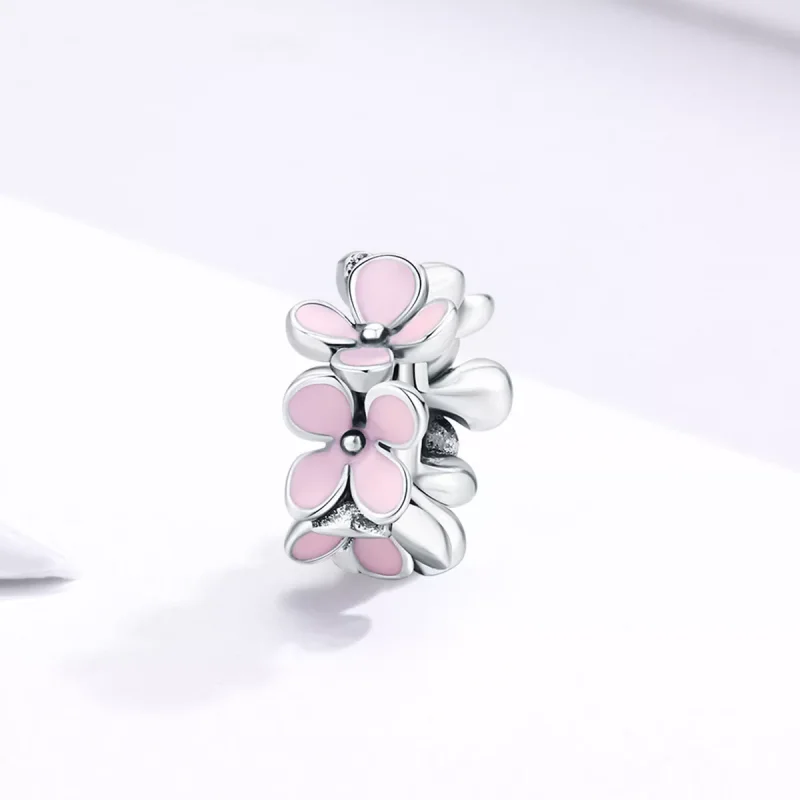 (bild till) Pandora Stil Mellanled Rosa Blomma - Scc1484 - View 2