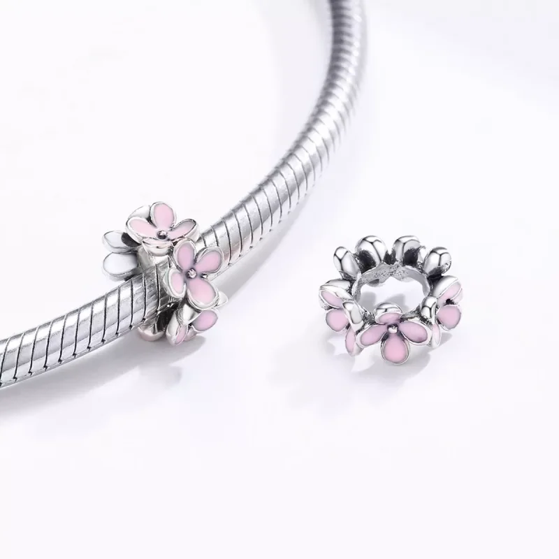 (bild till) Pandora Stil Mellanled Rosa Blomma - Scc1484 - View 4