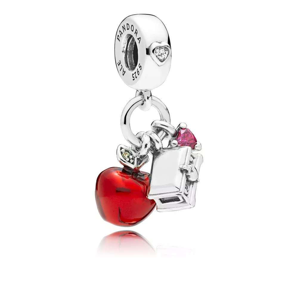 pandora disney snow white's apple & heart dangle charm hängberlock 797486czrmx