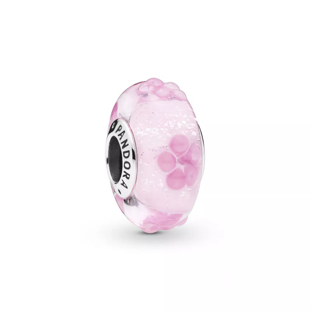 pandora pink flower glass berlock 797901