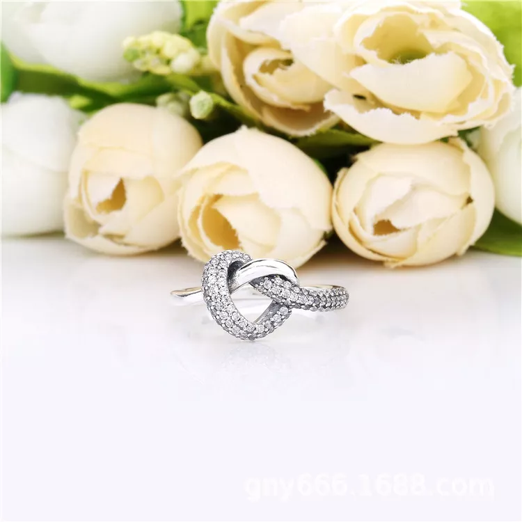 (bild till) PANDORA Knotted Heart Ring 198086CZ - View 2