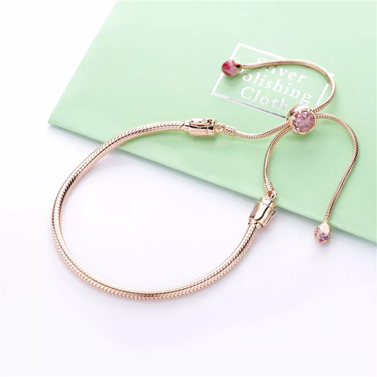 (bild till) Pandora Moments Rosa Persikoblomma, Ormkedjearmband - 588093Nccmx - View 2