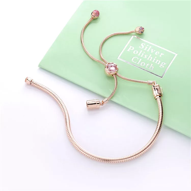 (bild till) Pandora Moments Rosa Persikoblomma, Ormkedjearmband - 588093Nccmx - View 3