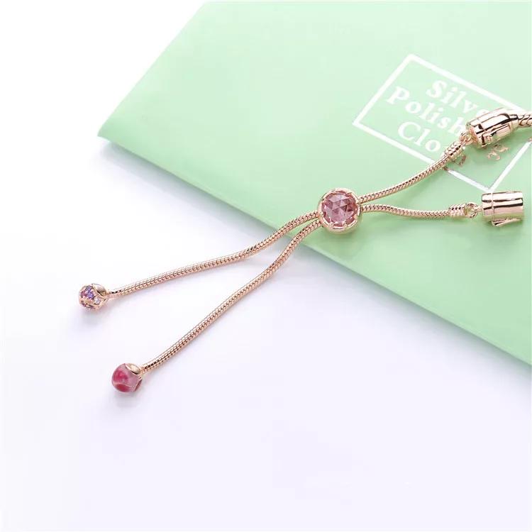 (bild till) Pandora Moments Rosa Persikoblomma, Ormkedjearmband - 588093Nccmx - View 4