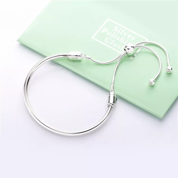 (bild till) PANDORA Moments Silver Sliding Armband 597953CZ - View 2