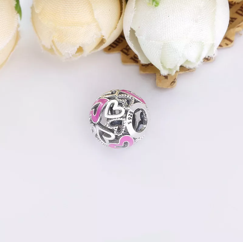 (bild till) Pandora Berlock Rosa Openwork Freehand Hjärta - 798677C01 - View 3