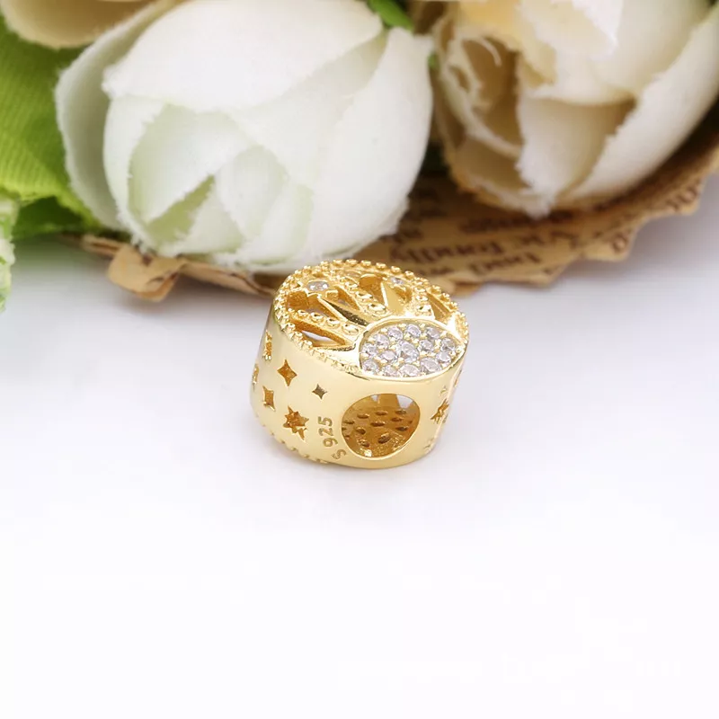 (bild till) Pandora Berlock Sol Openwork 14 Karats Guldpläterad - 768778C01 - View 3
