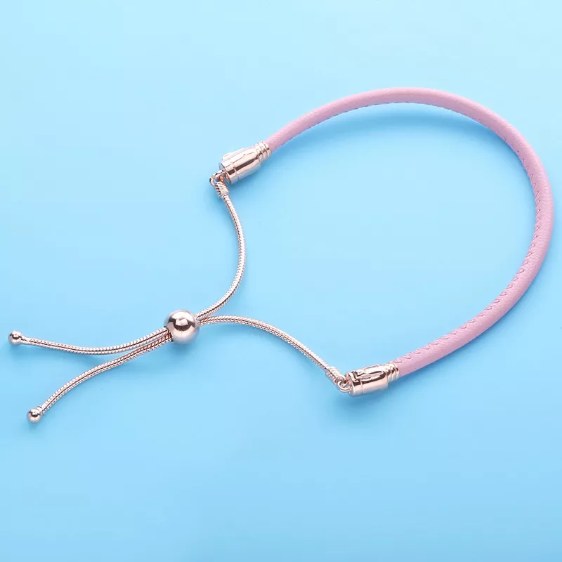 (bild till) Pandora Läderarmband Rosa Läder 14 Karat Roséguld - 589002C01 - View 2