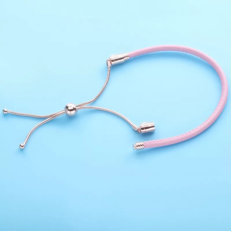(bild till) Pandora Läderarmband Rosa Läder 14 Karat Roséguld - 589002C01 - View 3