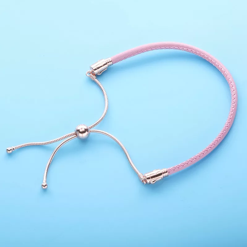 (bild till) Pandora Läderarmband Rosa Läder 14 Karat Roséguld - 589002C01 - View 4