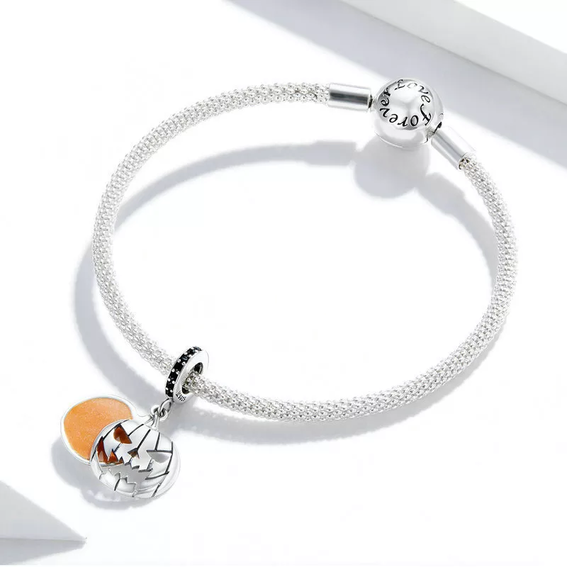(bild till) Pandora Stil Hängberlock Halloween Onda Pumpa Smiley Face - Scc1620 - View 2