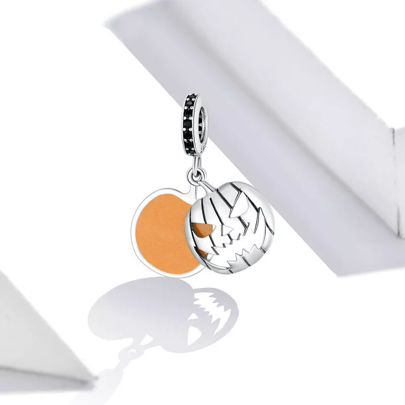 (bild till) Pandora Stil Hängberlock Halloween Onda Pumpa Smiley Face - Scc1620 - View 4