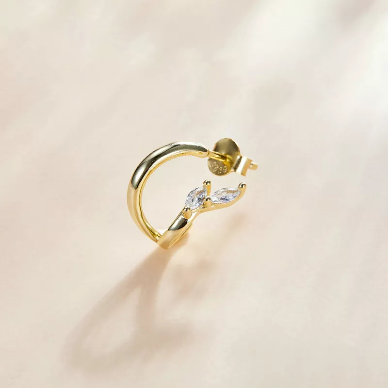 (bild till) Pandora Stil Creoler Diamant 14 Karats Guldpläterad - Sce1080 - View 2