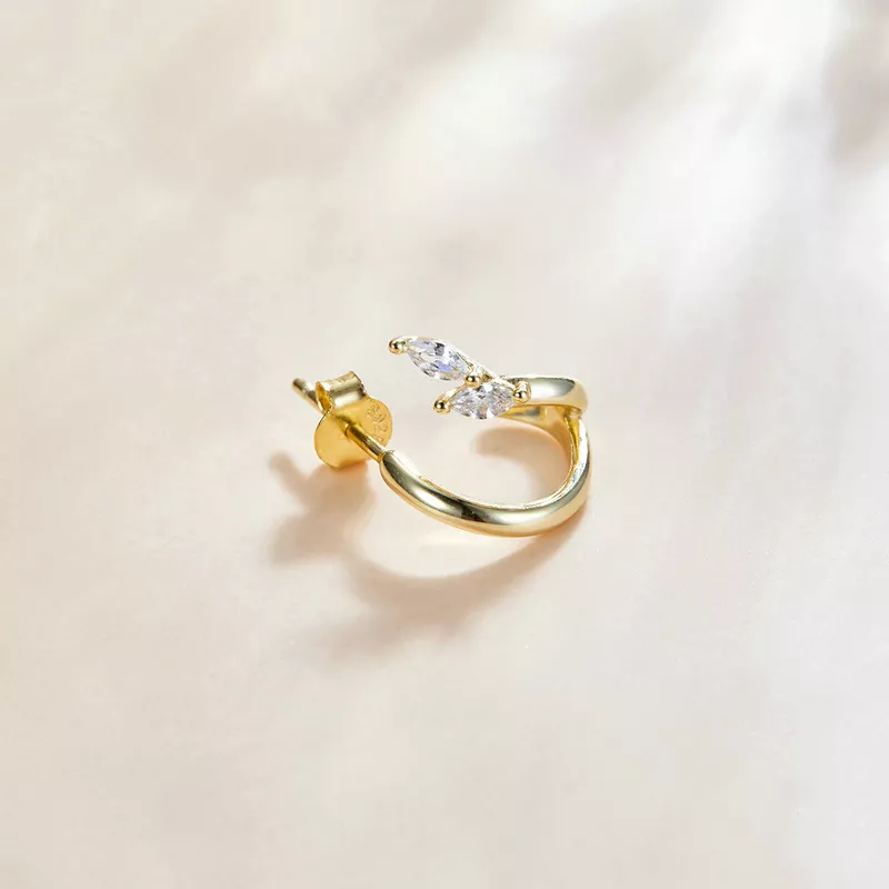 (bild till) Pandora Stil Creoler Diamant 14 Karats Guldpläterad - Sce1080 - View 3