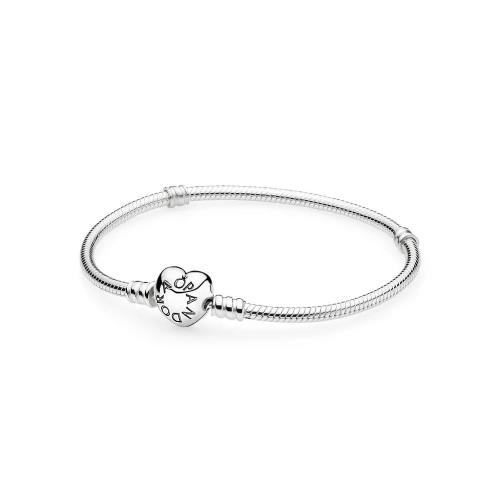 pandora moments heart & snake chain armband 590719