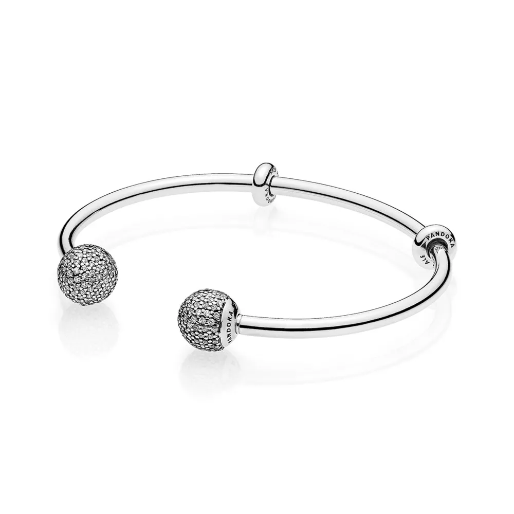 pandora moments silver öppen armring pavé caps 596438cz