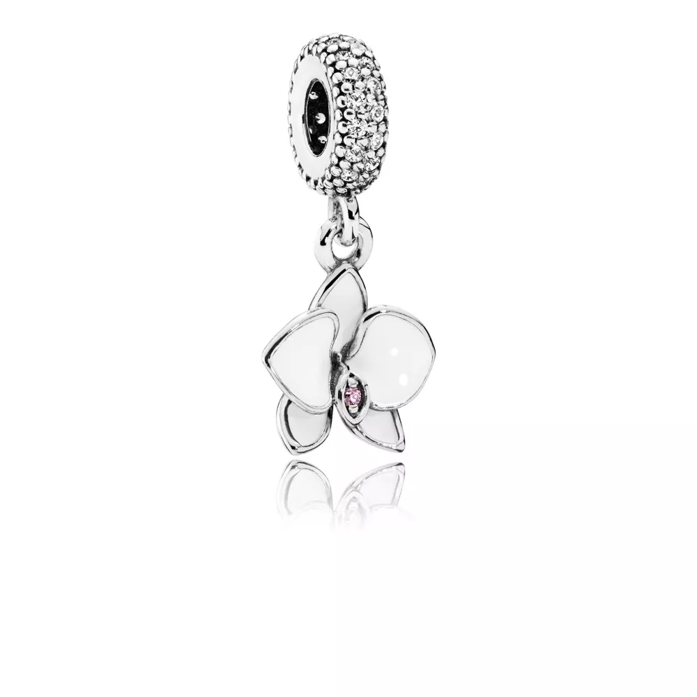 pandora white orchid hängberlock 791554en12